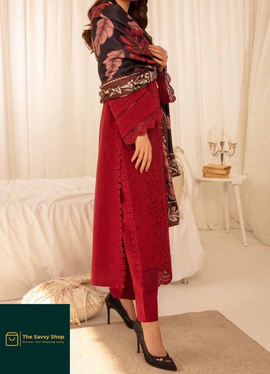 3 piece unstitched dhanak embroidered suit