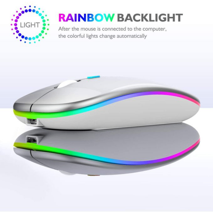 Colorful LED 2.4G recharge ultra-thin wireless mouse silver