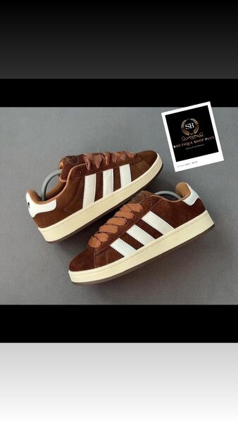 Basket adidas marron en daim authentique avec carton