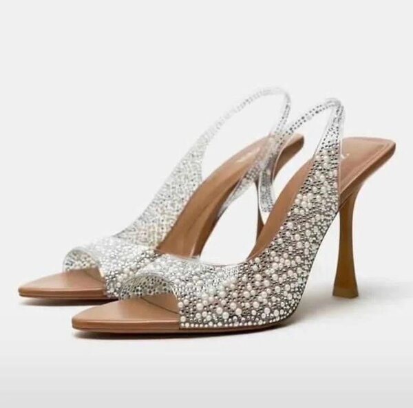 ZARA PEARL VINYL SANDALS