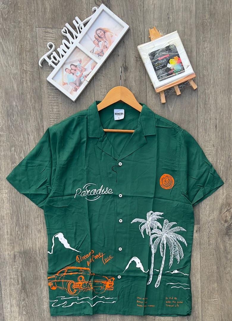 Chemise d'été imprimée palmier