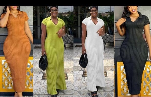 Robe longue moulante côtelée