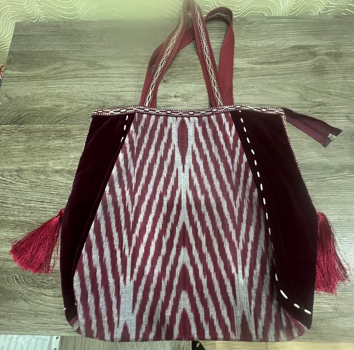 Сумка ручной работы, сделан из бархата и атласа, бу