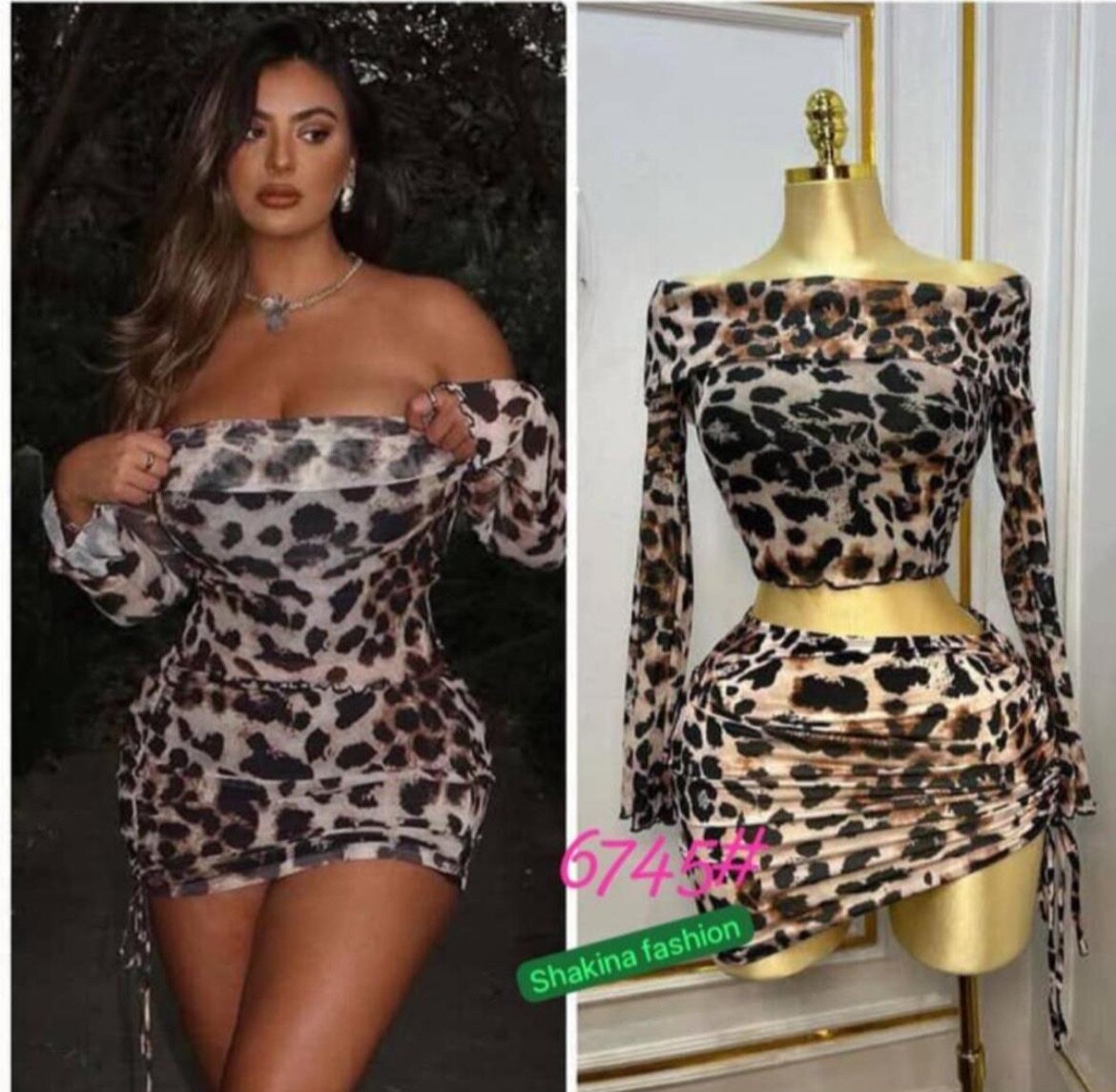 Robe moulante léopard femme