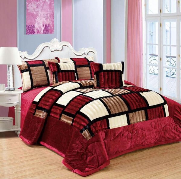 Set for bedroom: blanket + pillowcases, fleece, color brown