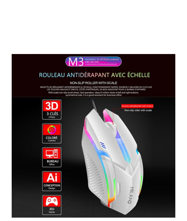 Souris filaire blanche RGB