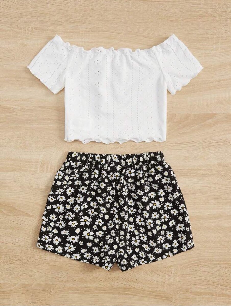 Tank Top with Floral Shorts. 7years