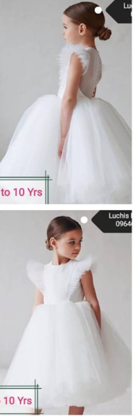 Kids' white dress with fly sleeves for parties