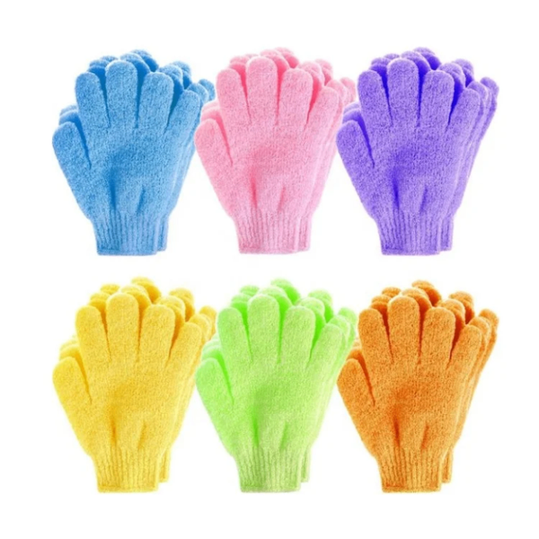 Gants exfoliants colorés