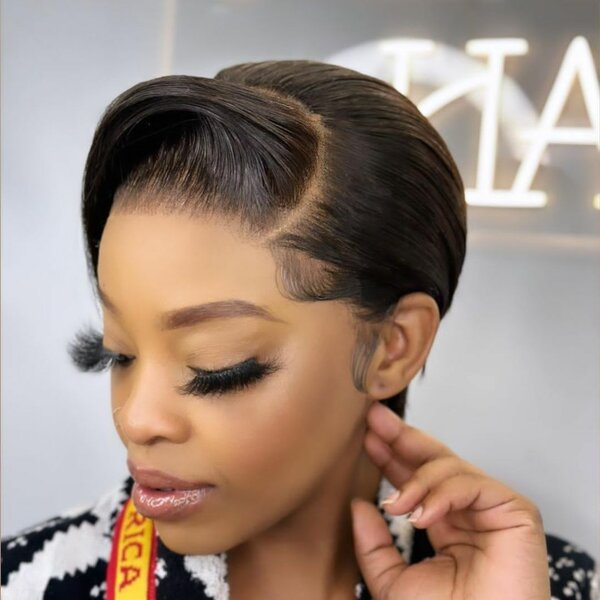 Vietnamese single drawn hair, pixie cut wig  full frontal