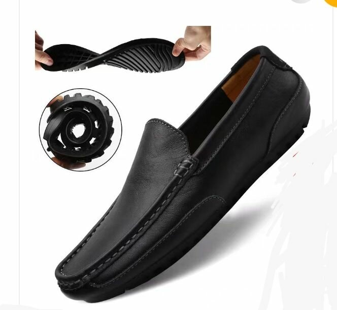 Mocassins en cuir noir homme