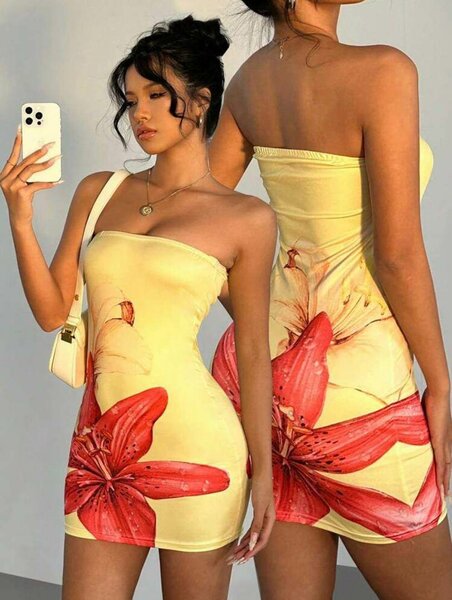 Robe Tube Floral Été Femme