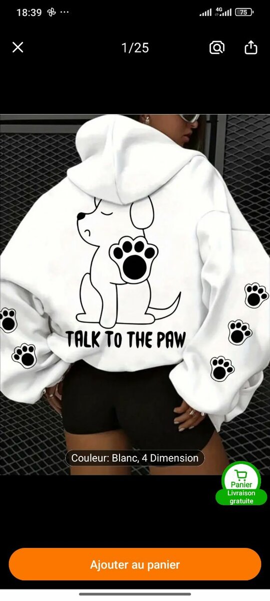 Sweat à capuche motif chien