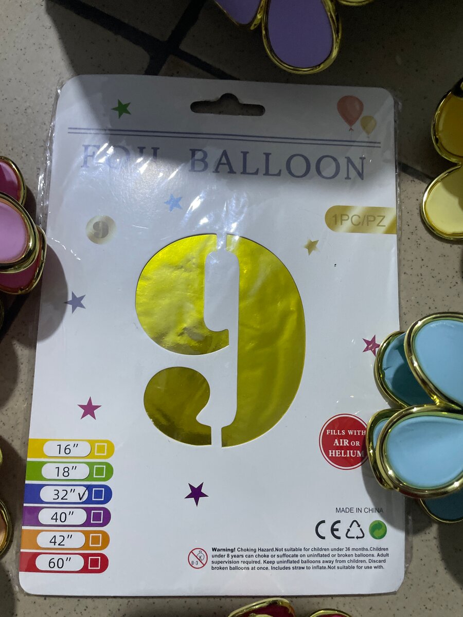 Ballon en aluminium chiffre 9