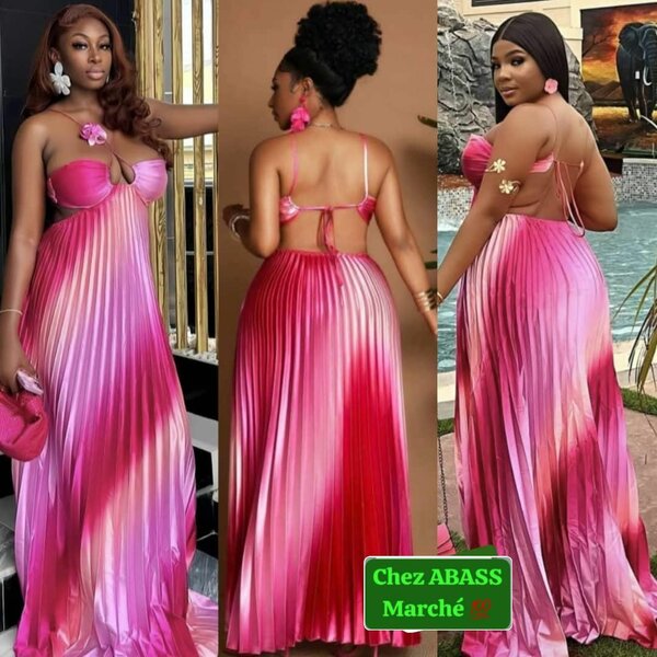 Robe longue dégradé fuchsia