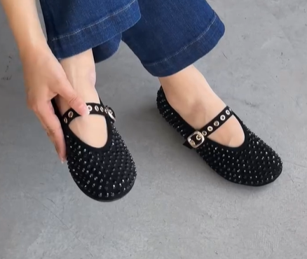 Балетки черные с блестками