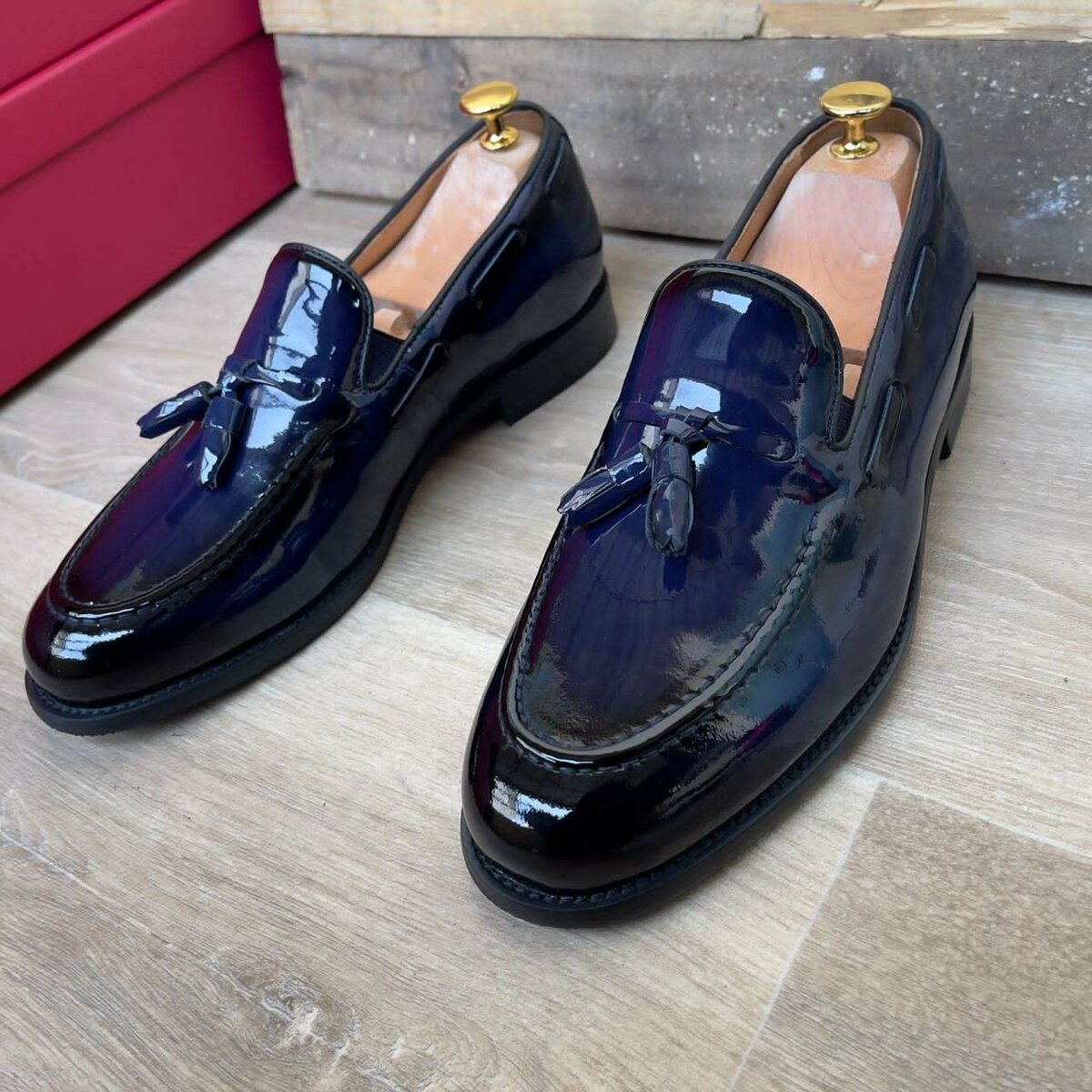 Mocassins en cuir verni homme