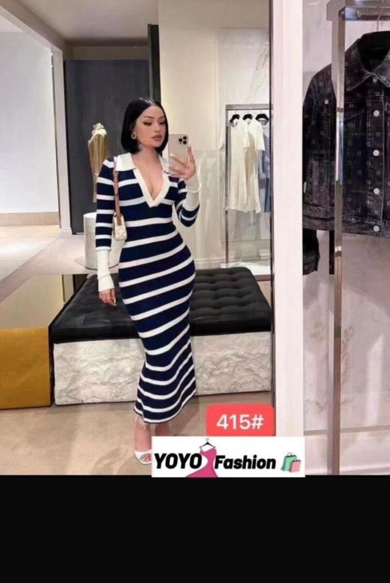 Robe Rayée Élégante Femme