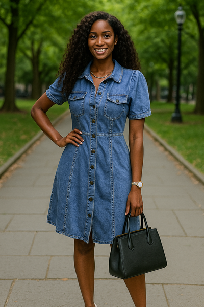 Robe en jean à boutons