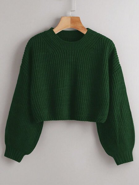 Pull court en maille vert