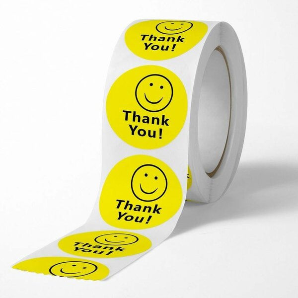Smiley Face Thank You Stickers - 500pcs