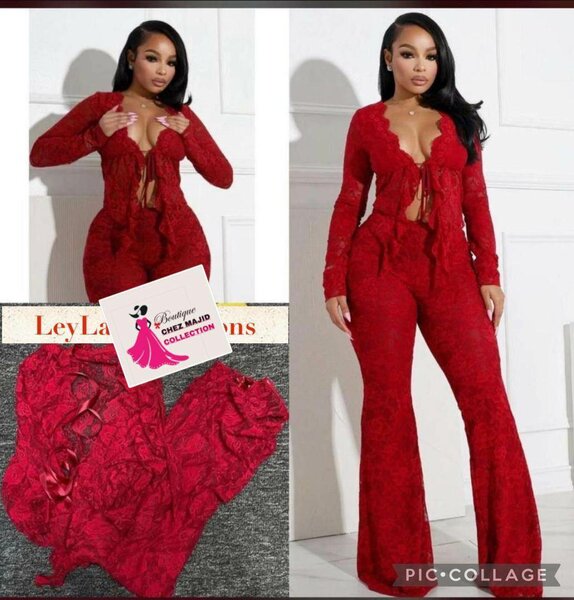 Combinaison en dentelle rouge sexy