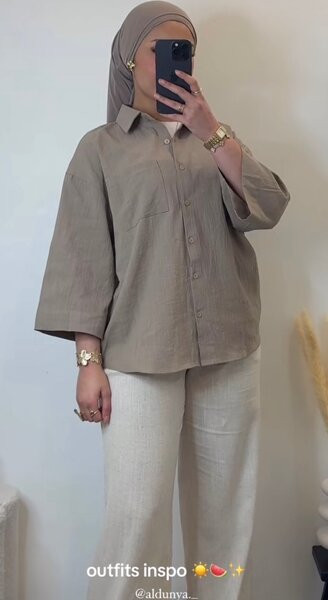 Chemisier ample en lin beige