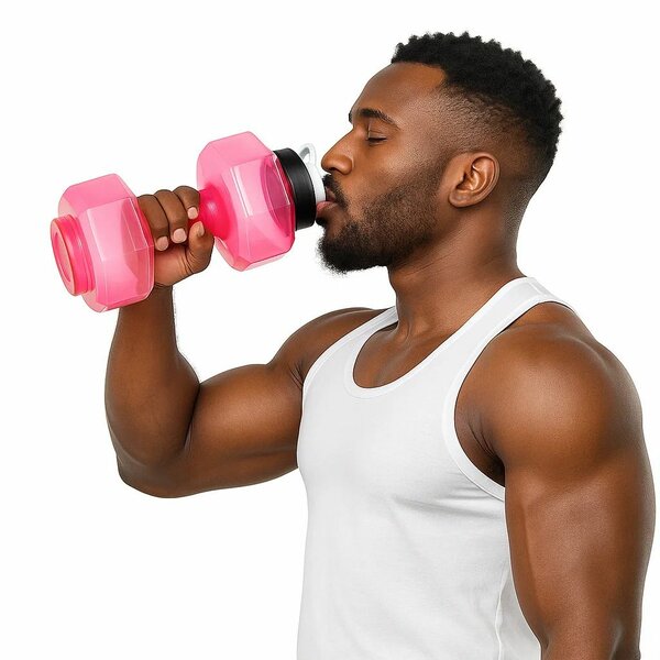 Gourde haltère fitness rouge