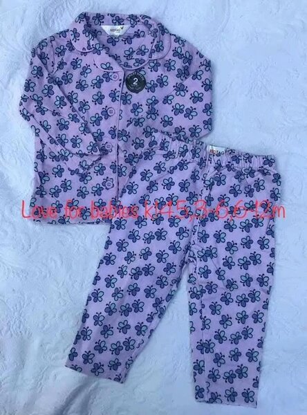 Lilac pajamas with print 3-6m, 6-12m