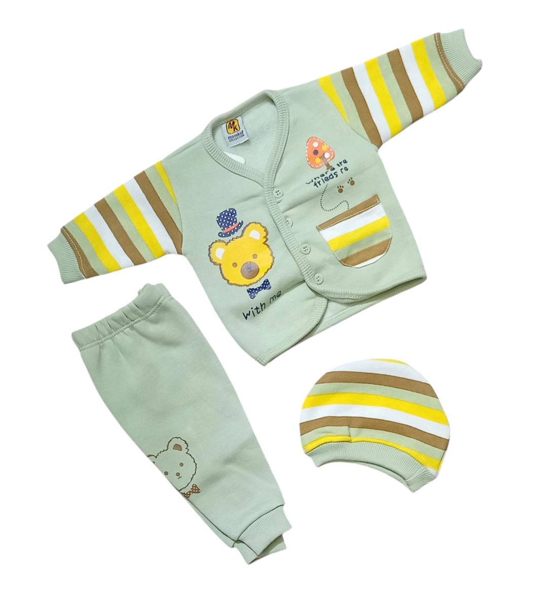 New born baby Unisex 3pcs pajama set winter's