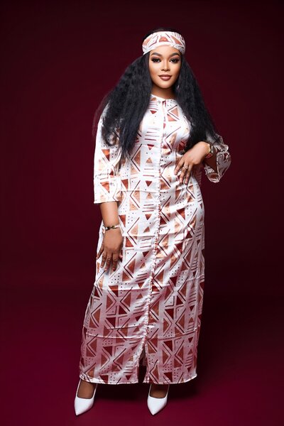 Robe longue à motifs géométriques