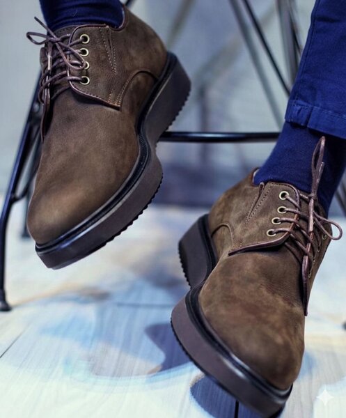 derby moderne en cuir marron