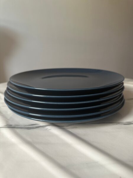 6 Assiettes Plates bleues