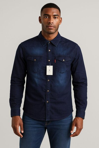 Chemise en jean bleu homme