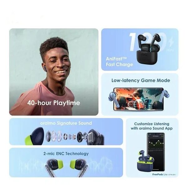 oraimo FreePods Lite ENC True Wireless Earbuds
