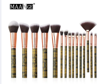 MAANGE 15pcs Professional Makeup Brushes Set Kit Foundation Blush Lip Eyeliner Eye Shadow Face Powder Brush Set For Cosmetic