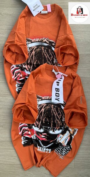 T-shirts orange imprimé graphique