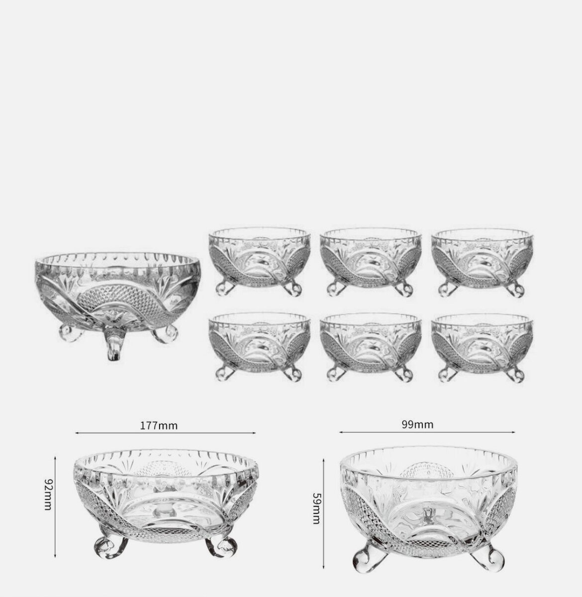 Crystal candy bowl set 7in1