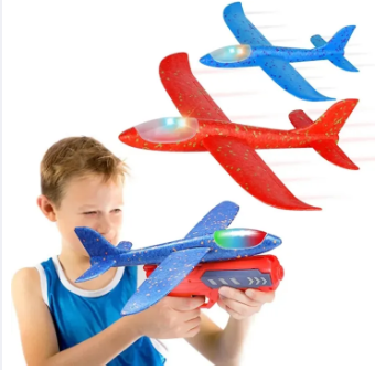 Air Battle AirPlane Glider Eva Soft Aircraft Flying Outdoor Toy 2 in 1 Hand Throw Lighting Up Flying Glider Plane Toys Foam Airplane Model LED Flash Game Toys For Children / Launcher Toys, Light Foam Flying Plane, Large Throwing Toy Model Airplane free dc