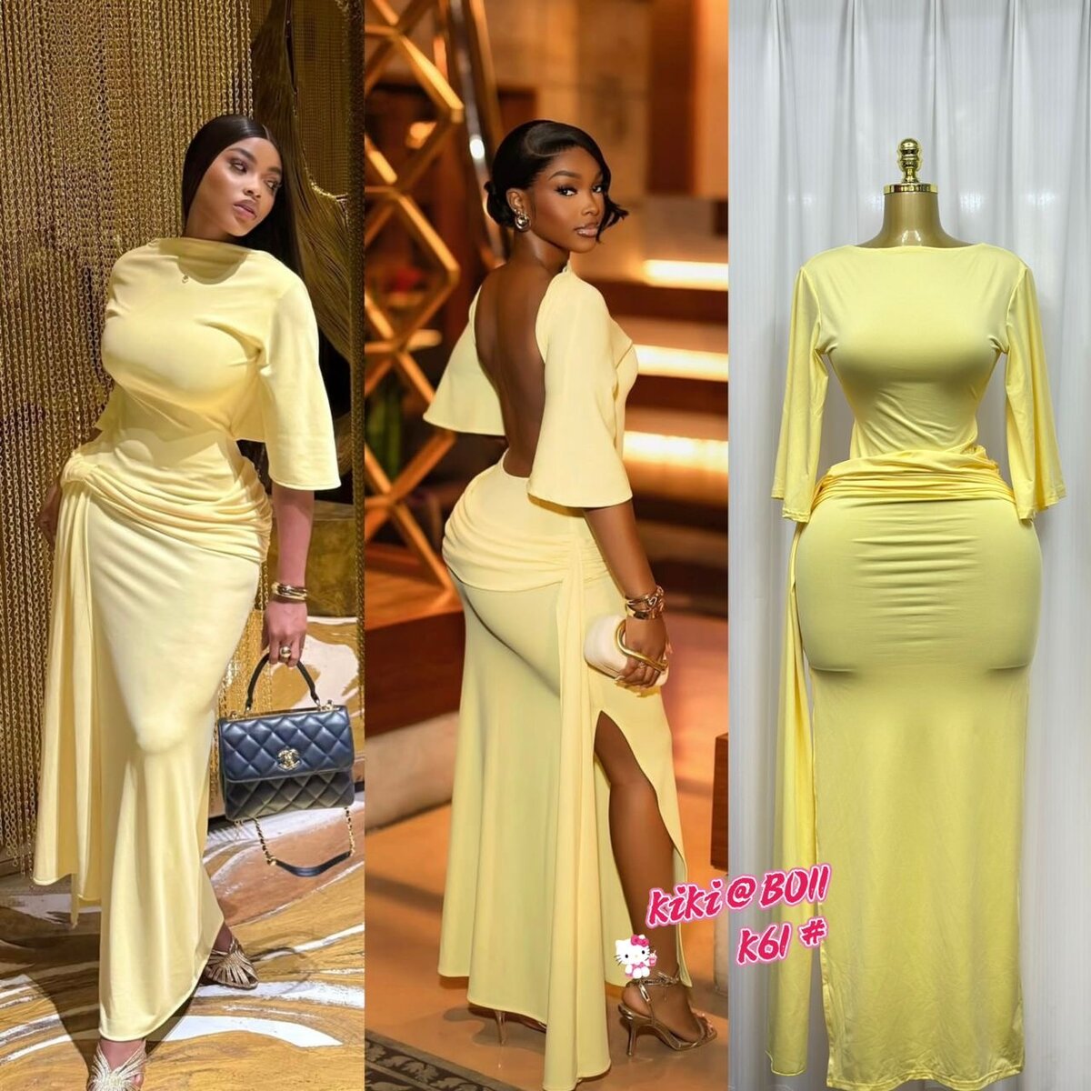 Robe longue élégante jaune