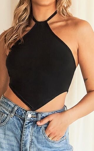 Top court dos nu noir femme