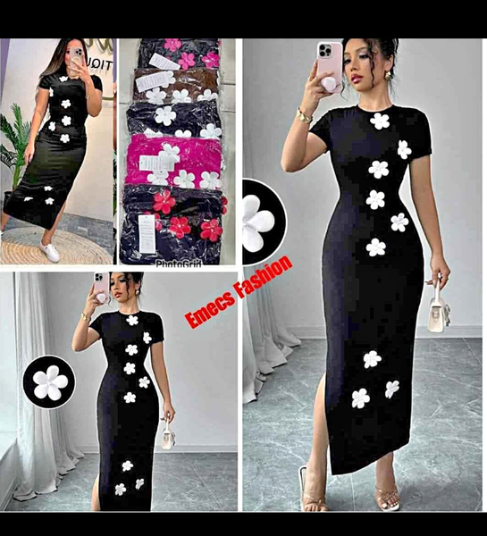 Robe Noire Fleurie Élégante