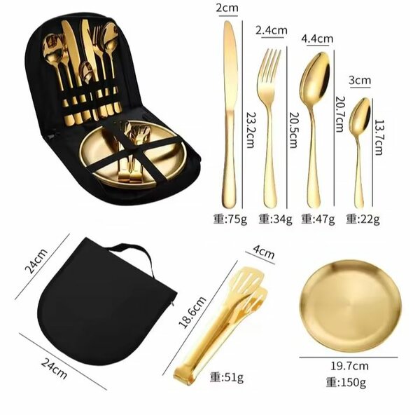 Cutlery set with plate