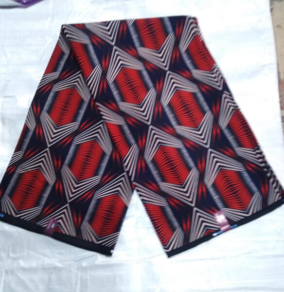 Tissu African print rouge bleu