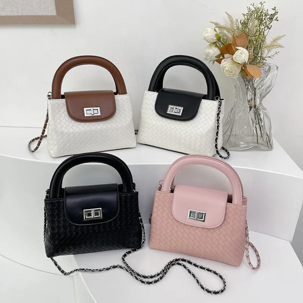 Sac à main en semi cuir tressé