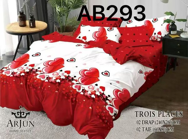 Parure de lit cœur 3 places