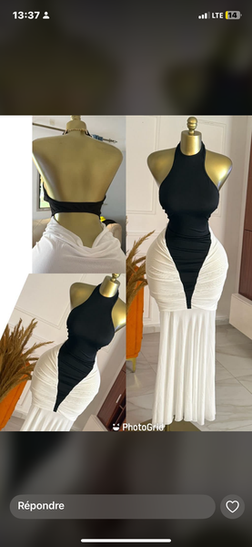 Robe Longue Élégante Bicolore