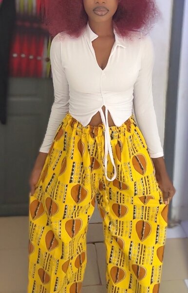 Pantalons larges en wax coloré