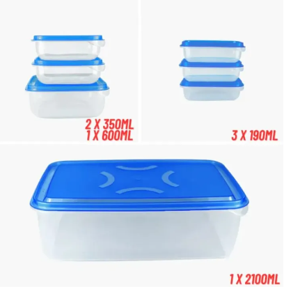 IKEA STYLE FOOD CONTAINERS, THUMB LOCK FOOD CONTAINER, STACKABLE PLASTIC STORAGE BOXES ( 7PC SET)