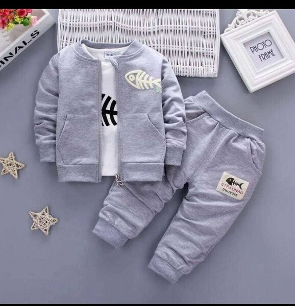 Tenue enfant en coton gris